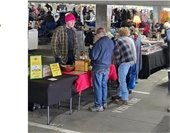 Customers at the holiday art market
